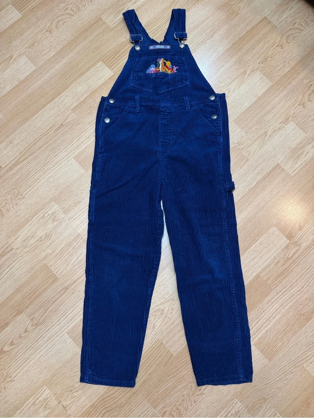 Vintage Disney Winnie the Pooh Corduroy Overalls Girls 10 Embroidered Y2K